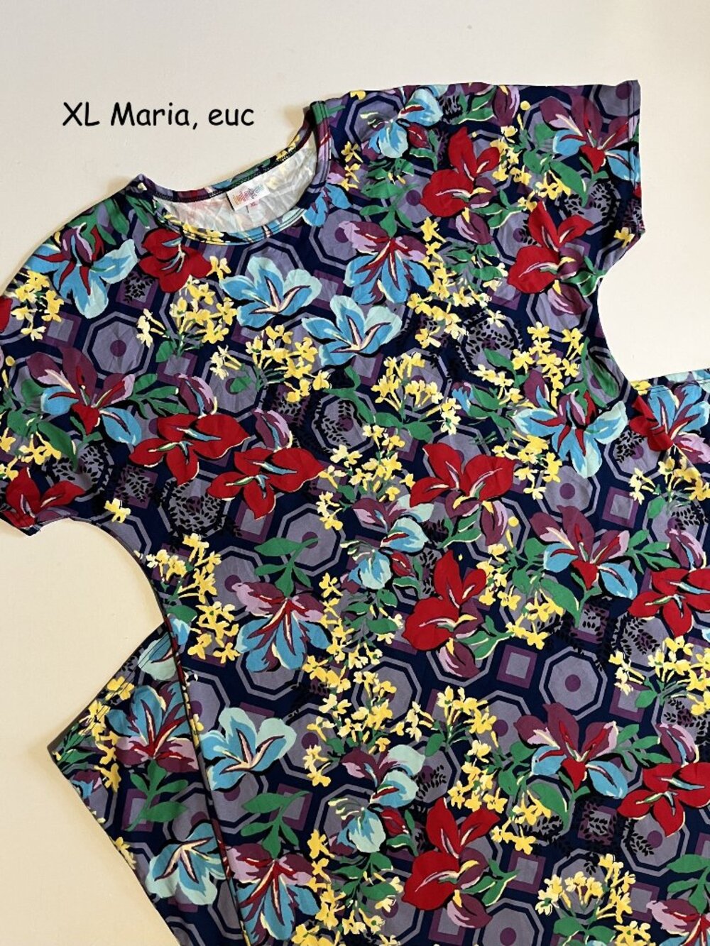 XL Lularoe Maria maxi dress, purple with multicolor flowers
